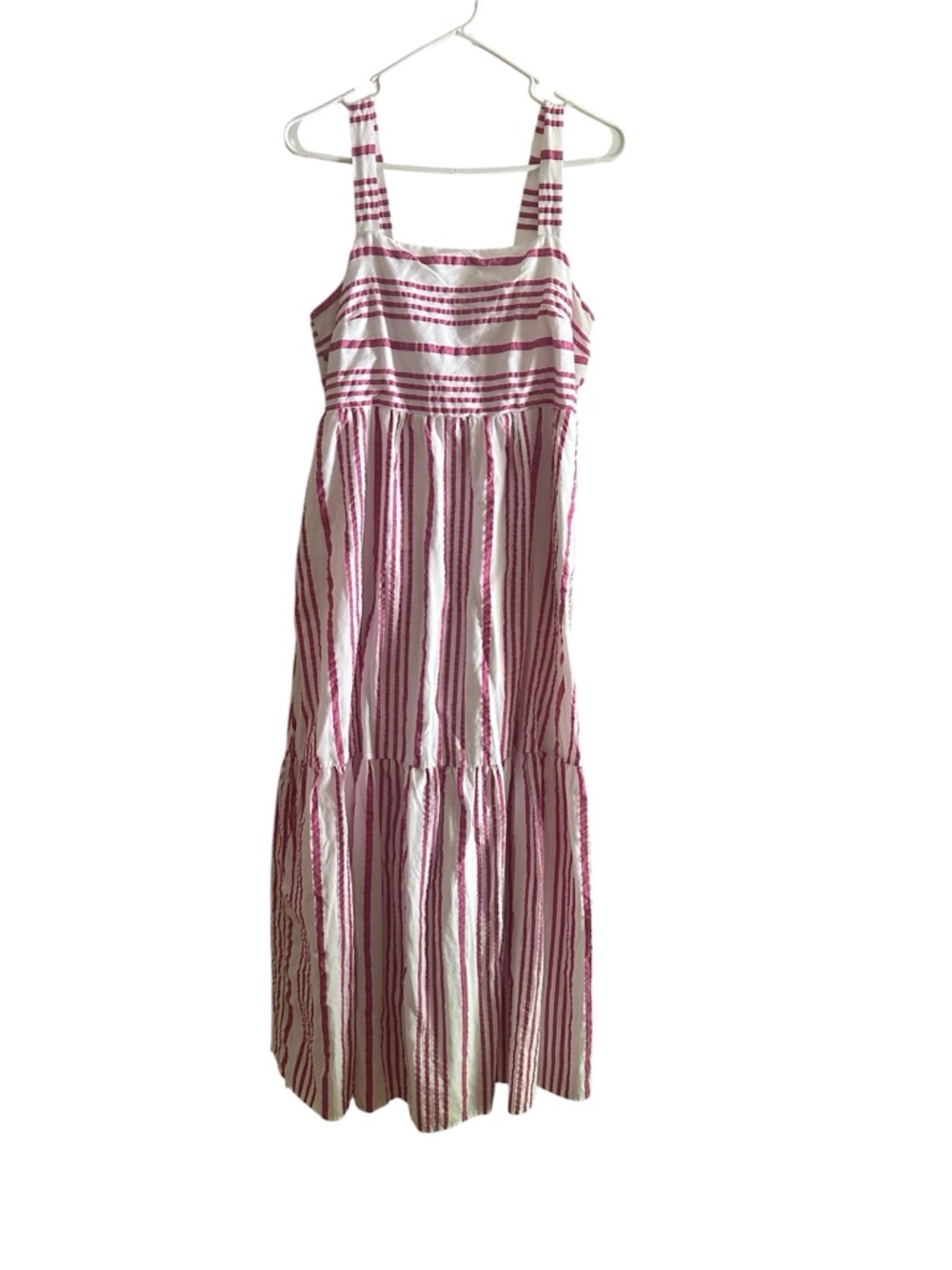 LOFT Pink and White Striped Maxi Sundress